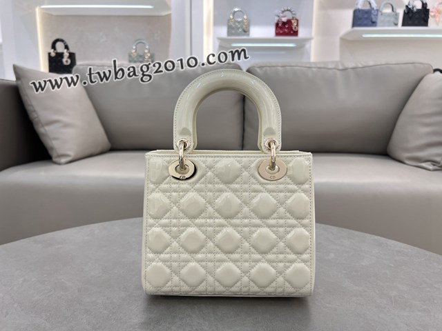 Dior专柜新款迪奥高仿原单四格漆皮酒红Lady戴妃手提女包 djfk1320